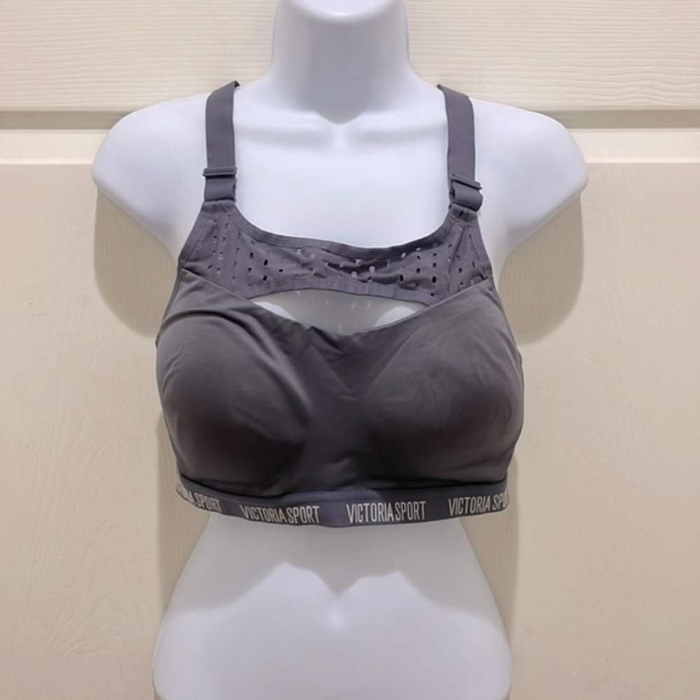 Victoria Sport Gray Racerback Mesh Cut Out Padded Sports Bra